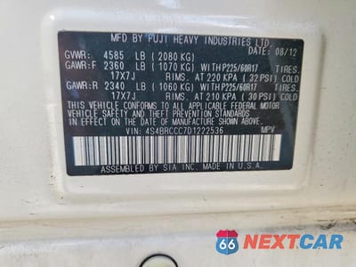Zdjęcie 13 z 13 samochodu: 2013 SUBARU OUTBACK 2.5I PREMIUM VIN:4S4BRCCC7D1222536 - miniatura