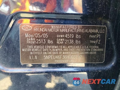 Zdjęcie 12 z 12 samochodu: 2006 HYUNDAI SONATA GLS V6 VIN:5NPEU46F36H003192 - miniatura