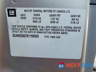 Zdjęcie 12 z 12 samochodu: 2006 BUICK LACROSSE CX VIN:2G4WC582761158350 - miniatura