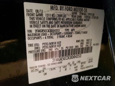Zdjęcie 14 z 14 samochodu: 2012 FORD FLEX VIN:2FMGK5CC3CBD04353 - miniatura