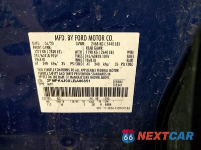 Zdjęcie 13 z 13 samochodu: 2020 FORD EDGE SEL VIN:2FMPK4J9XLBA86851 - miniatura