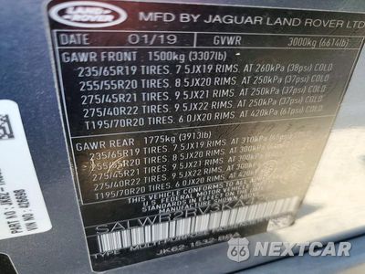 Zdjęcie 12 z 12 samochodu: 2019 LAND ROVER RANGE ROVER SPORT HSE VIN:SALWR2RV3KA426698 - miniatura