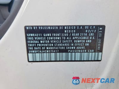 Zdjęcie 12 z 12 samochodu: 2012 VOLKSWAGEN JETTA SE VIN:3VWDP7AJ4CM375417 - miniatura