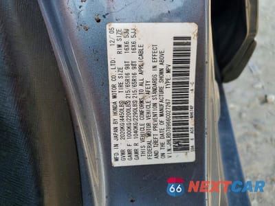 Zdjęcie 12 z 12 samochodu: 2006 HONDA CR-V SE VIN:JHLRD78966C027267 - miniatura
