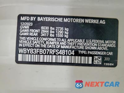 Zdjęcie 12 z 12 samochodu: 2024 BMW I4 XDRIVE 40 VIN:WBY83FB07RFS48104 - miniatura
