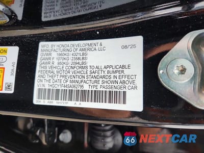 Zdjęcie 12 z 12 samochodu: 2025 HONDA ACCORD SE VIN:1HGCY1F44SA062795 - miniatura