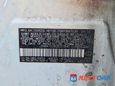 Zdjęcie 13 z 13 samochodu: 2016 LEXUS IS 200T BASE VIN:JTHBA1D28G5027840 - miniatura