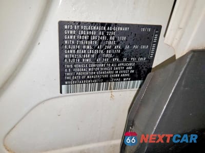 Zdjęcie 13 z 13 samochodu: 2016 VOLKSWAGEN TIGUAN S VIN:WVGBV7AX8GW548717 - miniatura