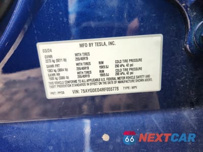 Zdjęcie 13 z 14 samochodu: 2024 TESLA MODEL Y VIN:7SAYGDED4RF055778 - miniatura