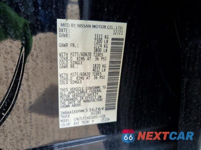 Zdjęcie 12 z 12 samochodu: 2021 NISSAN TITAN PLATINUM RESERVE VIN:1N6AA1ED4MN536264 - miniatura