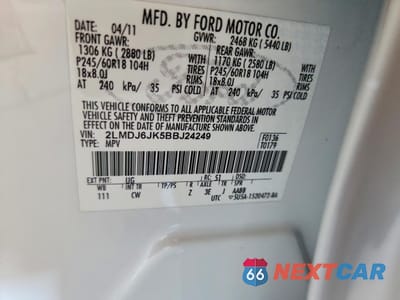 Zdjęcie 13 z 13 samochodu: 2011 LINCOLN MKX VIN:2LMDJ6JK5BBJ24249 - miniatura