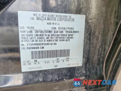 Zdjęcie 12 z 12 samochodu: 2005 MAZDA 6 S VIN:1YVHP80D955M16150 - miniatura