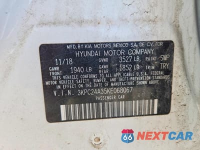 Zdjęcie 12 z 12 samochodu: 2019 HYUNDAI ACCENT VIN:3KPC24A35KE068067 - miniatura