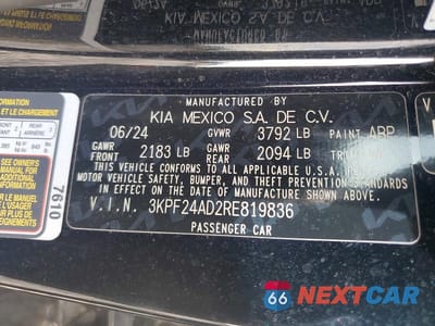 Zdjęcie 12 z 12 samochodu: 2024 KIA FORTE LXS VIN:3KPF24AD2RE819836 - miniatura