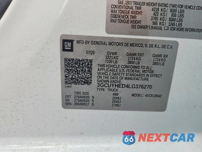 Zdjęcie 13 z 13 samochodu: 2020 CHEVROLET SILVERADO K1500 HIGH COUNTRY VIN:3GCUYHED4LG376270 - miniatura