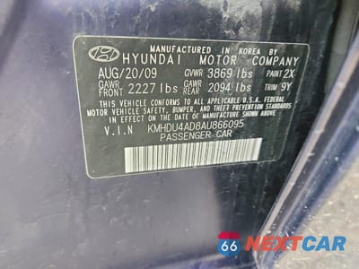 Zdjęcie 12 z 12 samochodu: 2010 HYUNDAI ELANTRA VIN:KMHDU4AD8AU866095 - miniatura