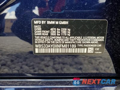 Zdjęcie 12 z 12 samochodu: 2022 BMW M3 COMPETITION VIN:WBS33AY0XNFM81189 - miniatura