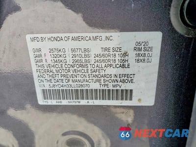 Zdjęcie 13 z 13 samochodu: 2020 ACURA MDX VIN:5J8YD4H33LL028070 - miniatura