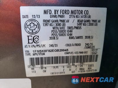 Zdjęcie 12 z 12 samochodu: 2014 FORD EXPLORER LIMITED VIN:1FM5K8F82EGB29945 - miniatura