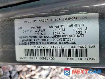 Zdjęcie 12 z 12 samochodu: 2017 MAZDA 6 GRAND TOURING VIN:JM1GL1W50H1141459 - miniatura