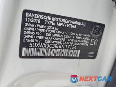 Zdjęcie 14 z 14 samochodu: 2017 BMW X3 XDRIVE28I VIN:5UXWX9C39H0T17124 - miniatura