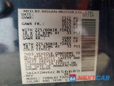 Zdjęcie 13 z 13 samochodu: 2014 NISSAN ROGUE SL VIN:5N1AT2MV6EC856689 - miniatura