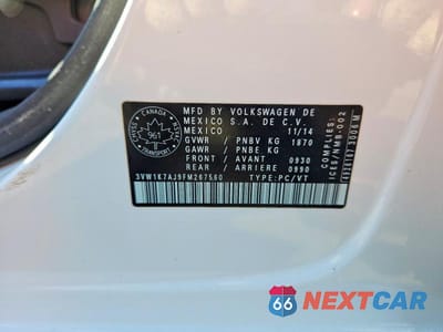 Zdjęcie 12 z 12 samochodu: 2015 VOLKSWAGEN JETTA BASE VIN:3VW1K7AJ9FM267560 - miniatura