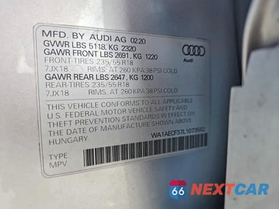 Zdjęcie 14 z 14 samochodu: 2020 AUDI Q3 PREMIUM VIN:WA1AECF37L1073562 - miniatura
