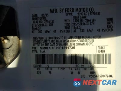 Zdjęcie 13 z 13 samochodu: 2015 FORD TRANSIT C VIN:NM0LS7F79F1211735 - miniatura