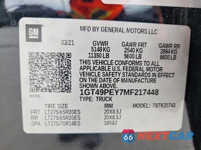 Zdjęcie 12 z 12 samochodu: 2021 GMC SIERRA K2500 AT4 VIN:1GT49PEY7MF217448 - miniatura