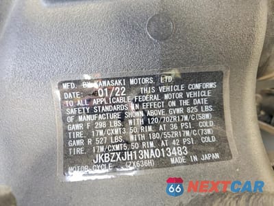 Zdjęcie 9 z 10 samochodu: 2022 KAWASAKI ZX636 K VIN:JKBZXJH13NA013483 - miniatura