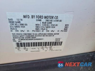 Zdjęcie 13 z 13 samochodu: 2019 FORD EXPLORER XLT VIN:1FM5K8D86KGA88931 - miniatura