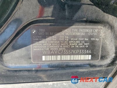 Zdjęcie 12 z 12 samochodu: 2007 BMW 328 XI SULEV VIN:WBAVC73557KP33346 - miniatura