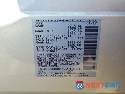 Zdjęcie 13 z 13 samochodu: 2017 INFINITI QX60 BASE VIN:5N1DL0MMXHC521416 - miniatura