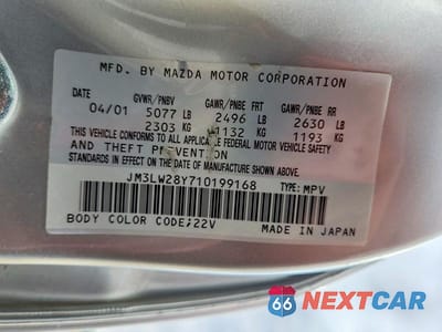 Zdjęcie 14 z 14 samochodu: 2001 MAZDA MPV WAGON VIN:JM3LW28Y710199168 - miniatura