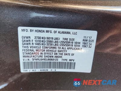 Zdjęcie 12 z 12 samochodu: 2018 HONDA ODYSSEY ELITE VIN:5FNRL6H93JB068123 - miniatura