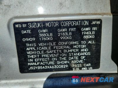 Zdjęcie 12 z 12 samochodu: 2010 SUZUKI SX4 VIN:JS2YB5A3XA6300829 - miniatura