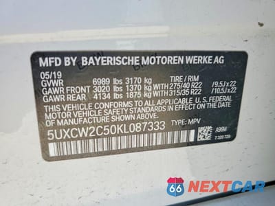 Zdjęcie 13 z 13 samochodu: 2019 BMW X7 XDRIVE40I VIN:5UXCW2C50KL087333 - miniatura
