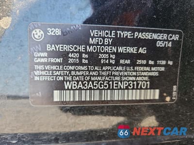 Zdjęcie 12 z 12 samochodu: 2014 BMW 328 I VIN:WBA3A5G51ENP31701 - miniatura