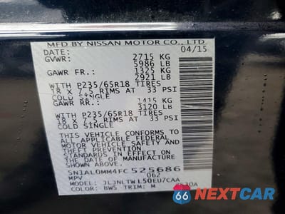 Zdjęcie 13 z 13 samochodu: 2015 INFINITI QX60 BASE VIN:5N1AL0MM4FC525686 - miniatura