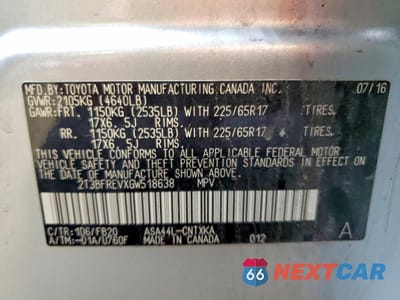 Zdjęcie 14 z 14 samochodu: 2016 TOYOTA RAV4 LE VIN:2T3BFREVXGW518638 - miniatura