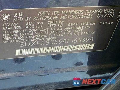 Zdjęcie 10 z 10 samochodu: 2008 BMW X5 4.8I VIN:5UXFE83598L163398 - miniatura