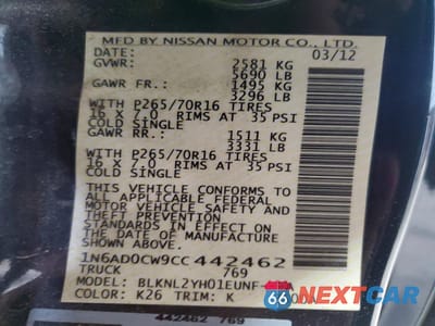 Zdjęcie 12 z 12 samochodu: 2012 NISSAN FRONTIER SV V6 VIN:1N6AD0CW9CC442462 - miniatura