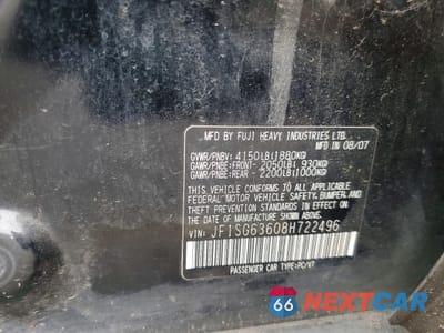 Zdjęcie 12 z 12 samochodu: 2008 SUBARU FORESTER 2.5X VIN:JF1SG63608H722496 - miniatura