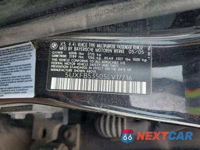 Zdjęcie 13 z 13 samochodu: 2005 BMW X5 4.4I VIN:5UXFB53505LV17716 - miniatura