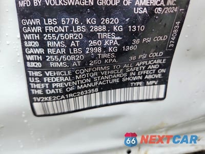 Zdjęcie 13 z 13 samochodu: 2024 VOLKSWAGEN ATLAS CROSS SPORT SE VIN:1V2KE2CA1RC263358 - miniatura