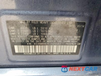 Zdjęcie 12 z 12 samochodu: 2014 SUBARU LEGACY 2.5I LIMITED VIN:4S3BMBN6XE3029582 - miniatura