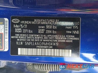 Zdjęcie 13 z 13 samochodu: 2021 HYUNDAI ELANTRA SE VIN:5NPLL4AG9MH041419 - miniatura