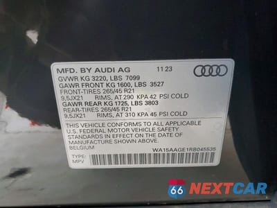 Zdjęcie 13 z 13 samochodu: 2024 AUDI Q8 E-TRON PREMIUM PLUS VIN:WA15AAGE1RB045535 - miniatura
