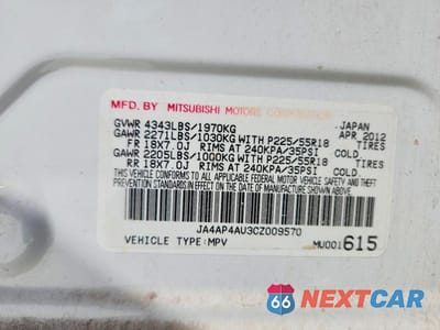 Zdjęcie 13 z 13 samochodu: 2012 MITSUBISHI OUTLANDER SPORT SE VIN:JA4AP4AU3CZ009570 - miniatura